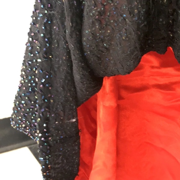 Maxi skirt hand multicolor beads red lined size XS - Picture 6 of 10